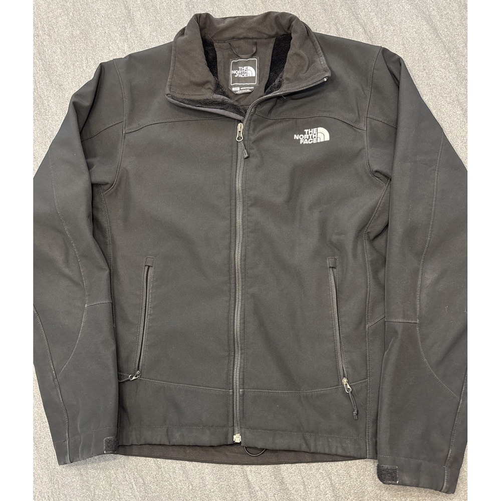 The North Face Mens Jacket Size Small Full Zip Softshell Fleece Lined Black
